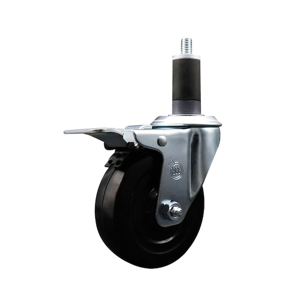 4'' Hard Rubber Swivel 1-1/4'' Expanding Stem Caster Total Lock Brake